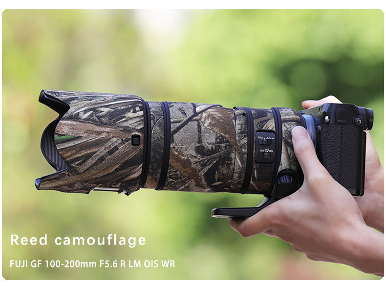 CHASING BIRDS Camouflage Waterproof Lens Coat for FUJIFILM GF 100-200mm F5.6 R LM OIS WR Rainproof Lens Protective Cover