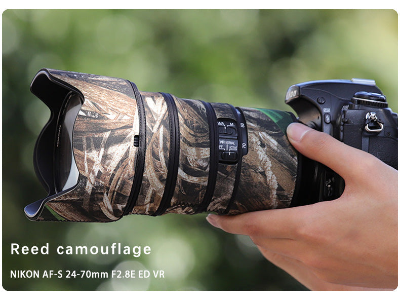 CHASING BIRDS Camouflage Waterproof Lens Coat for Nikon AF-S 24-70mm F2.8 E ED VR Rainproof Lens Protective Cover