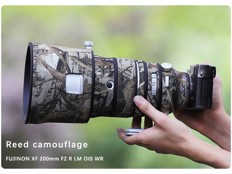 CHASING BIRDS Camouflage Waterproof Lens Coat for FUJIFILM XF 200mm F2 R LM OIS WR Rainproof Lens Protective Cover
