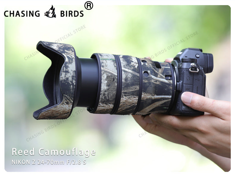 CHASING BIRDS Camouflage Waterproof Lens Coat for Nikon Z 24-70mm F2.8 S Rainproof Lens Protective Cover