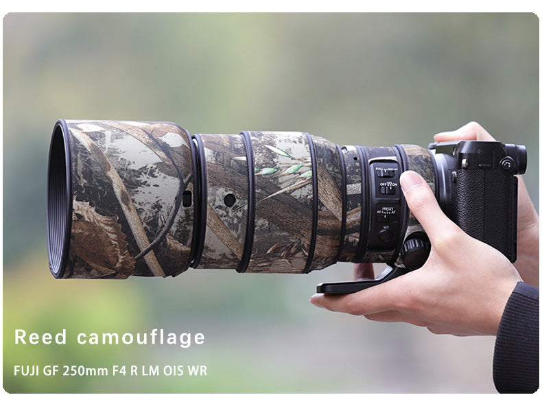 CHASING BIRDS Camouflage Waterproof Lens Coat for FUJIFILM GF 250mm F4 R LM OIS WR Rainproof Lens Protective Cover
