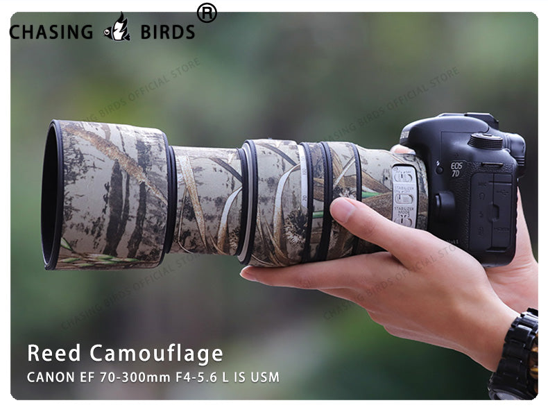 CHASING BIRDS Camouflage Waterproof Lens Coat for Canon EF 70-300mm F4-5.6 L is USM Rainproof Lens Protective Cover