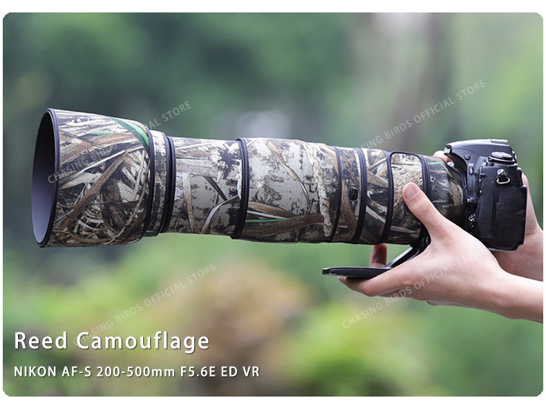 CHASING BIRDS Camouflage Waterproof Lens Coat for Nikon AF-S 200-500mm f/5.6E ED VR Rainproof Lens Protective Cover