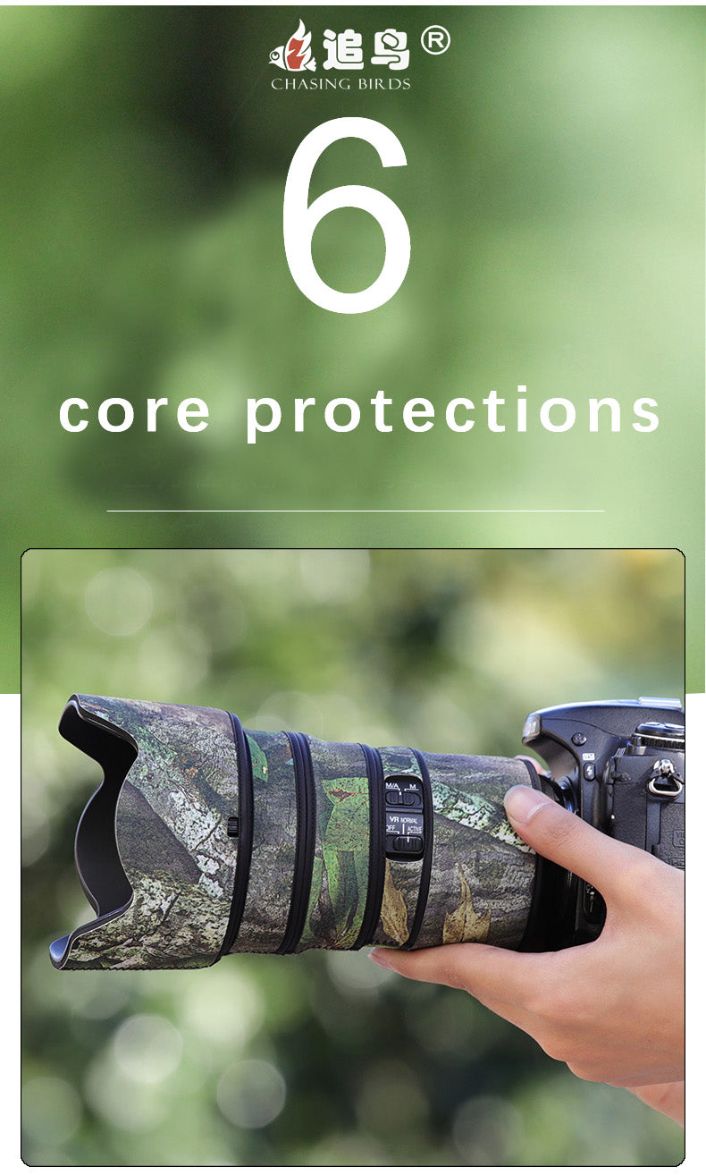 CHASING BIRDS Camouflage Waterproof Lens Coat for Nikon AF-S 24-70mm F2.8 E ED VR Rainproof Lens Protective Cover