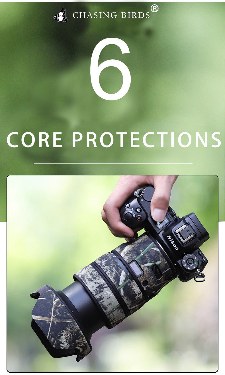CHASING BIRDS Camouflage Waterproof Lens Coat for Nikon Z 24-70mm F2.8 S Rainproof Lens Protective Cover