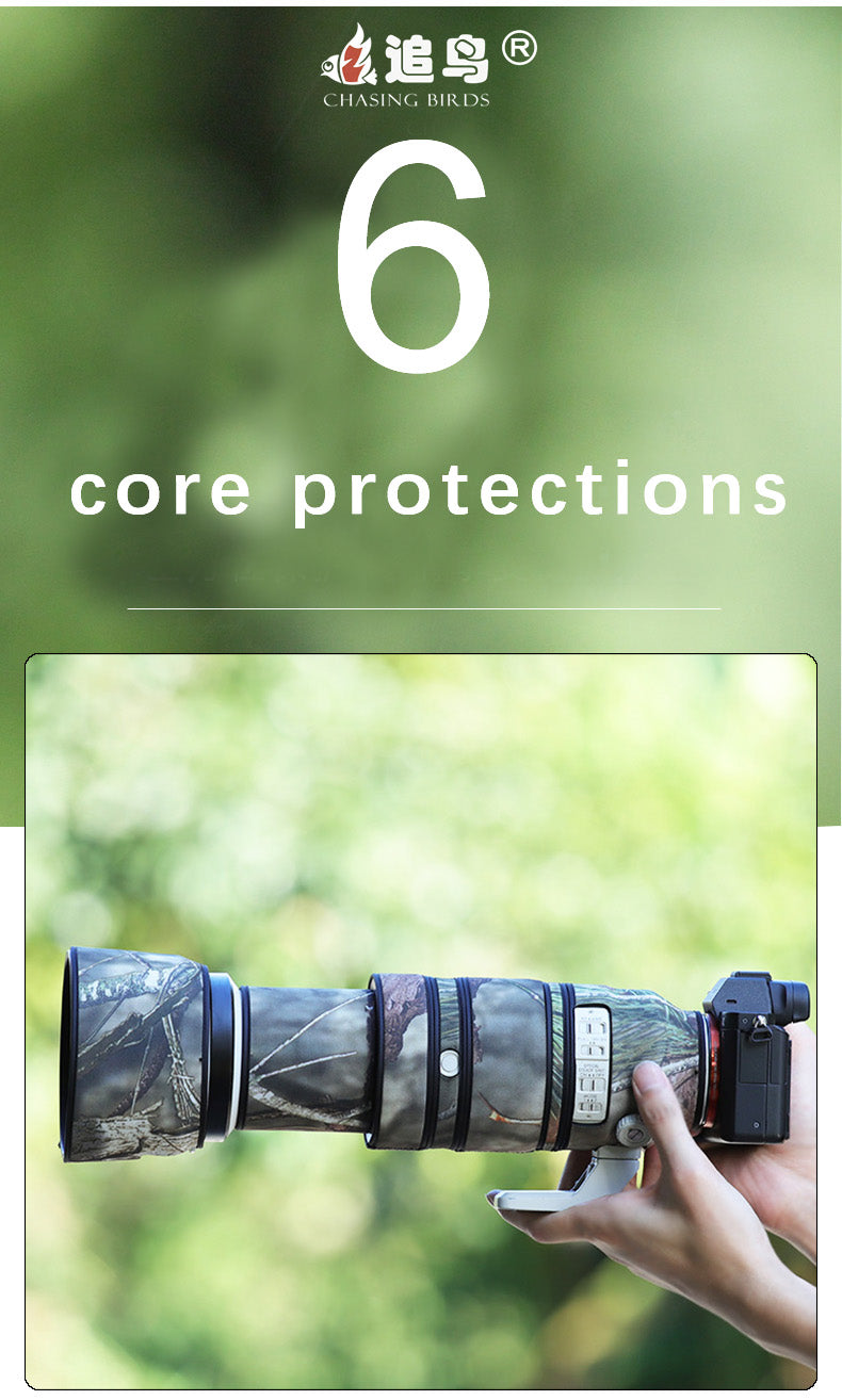 CHASING BIRDS Camouflage Waterproof Lens Coat for SONY FE 100-400F4.5-5.6 GM OSS Rainproof Lens Protective Cover