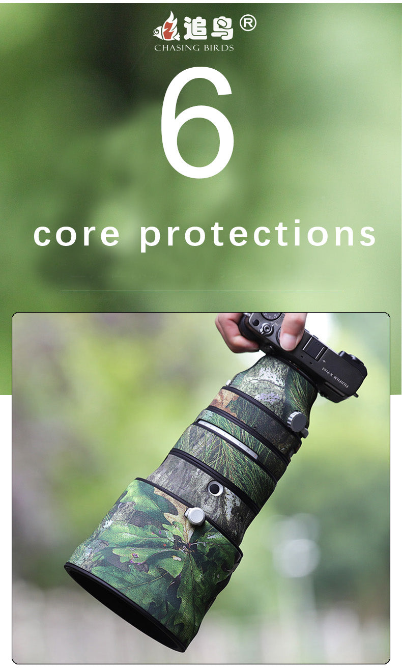 CHASING BIRDS Camouflage Waterproof Lens Coat for FUJIFILM XF 200mm F2 R LM OIS WR Rainproof Lens Protective Cover