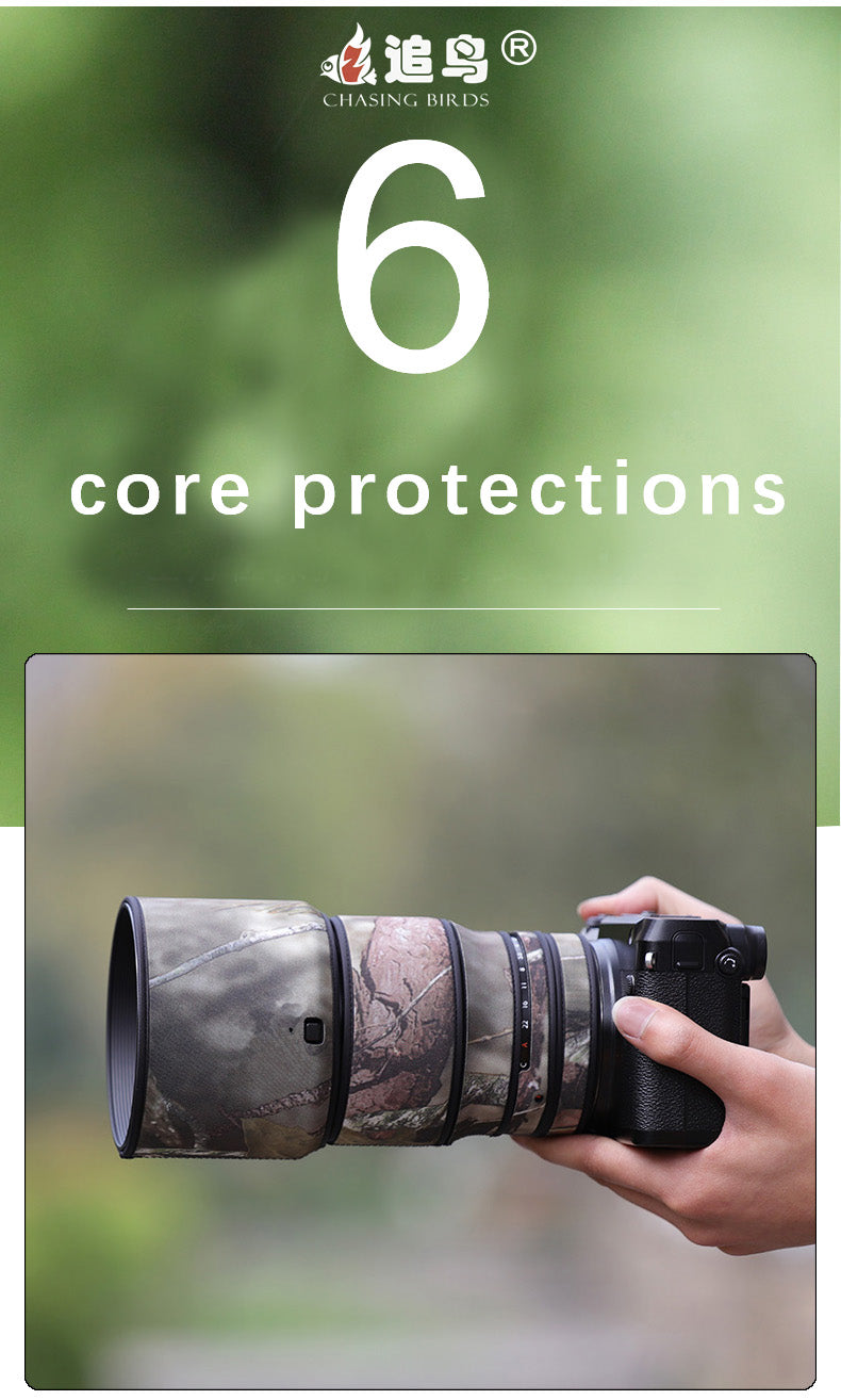 CHASING BIRDS Camouflage Waterproof Lens Coat for FUJIFILM GF 110mm F2 R LM WR Rainproof Lens Protective Cover