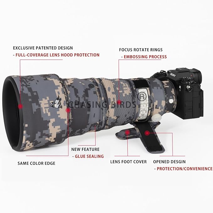 CHASING BIRDS Camouflage Waterproof Lens Coat for SONY FE 300mm F2.8 GM OSS Rainproof Lens Protective Cover