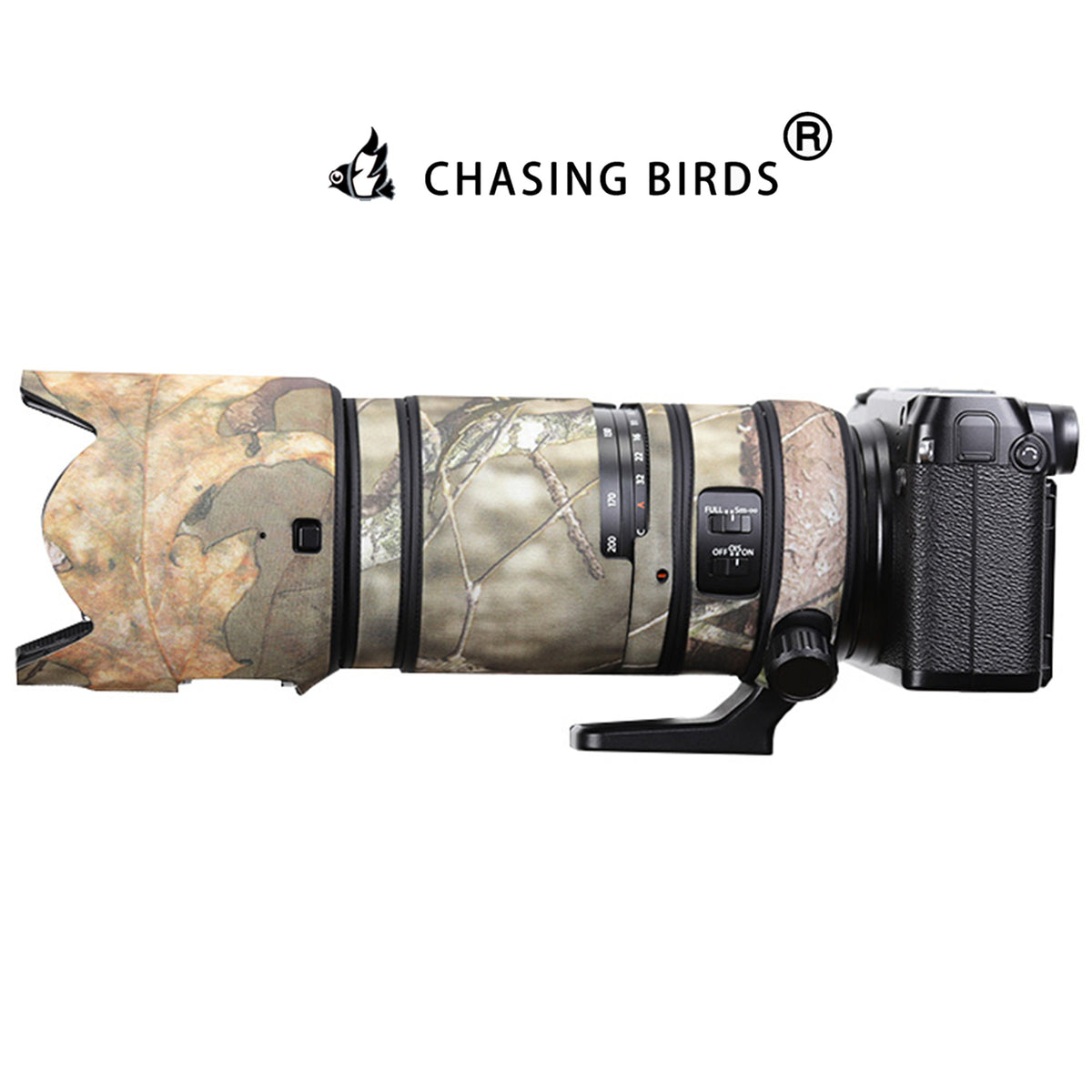 CHASING BIRDS Version IV Lens Camouflage Waterproof Coat for FUJIFILM GF 100-200mm F5.6 R LM OIS WR Rainproof Lens Protective Cover